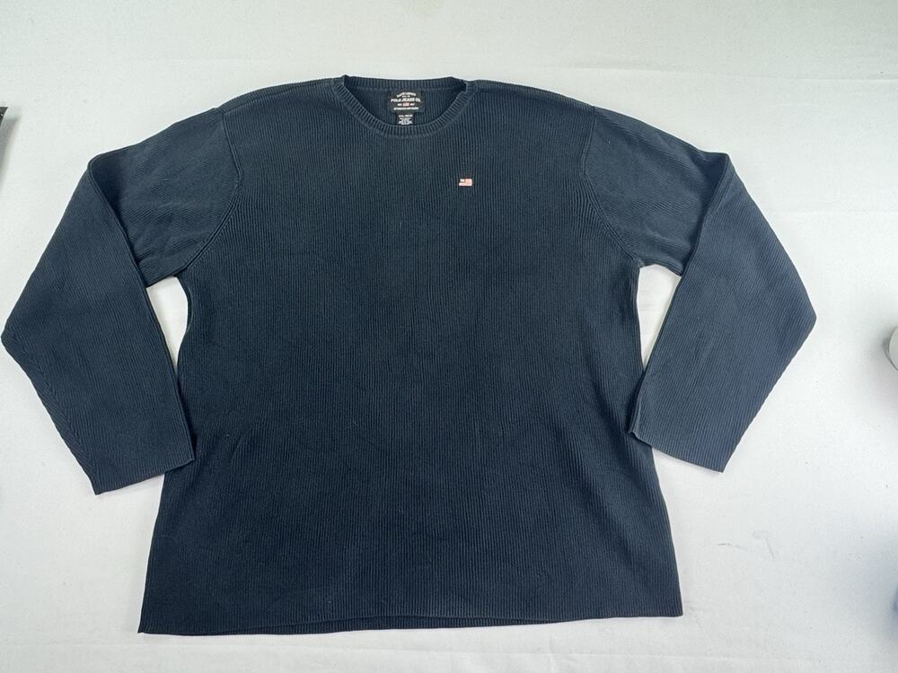 Polo Jeans Co Ralph Lauren Men’s XXL Navy Blue Ribbed Cotton Crewneck Sweater